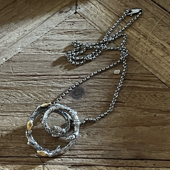 Stephen Dweck Fortuna Diamonds sterling silver 18k gold twig branch necklace - Picture 2 of 7